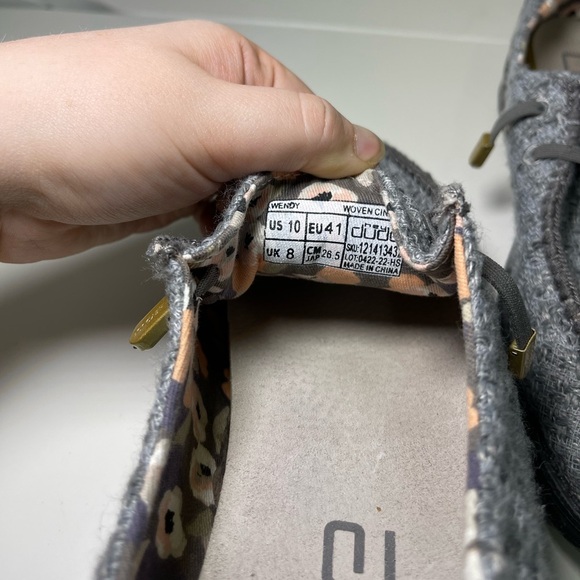 Hey Dude Grey wendy wooven Cinder Slip On Shoes in Size US 10 - Picture 6 of 7